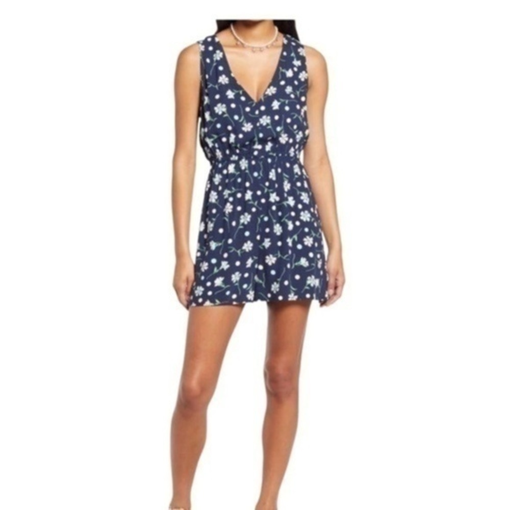 BP Nordstrom Woven Romper Medium Navy Floral